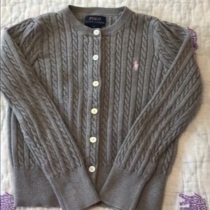 Girl’s Gray Polo Cable Knit Cardigan (Size 6)